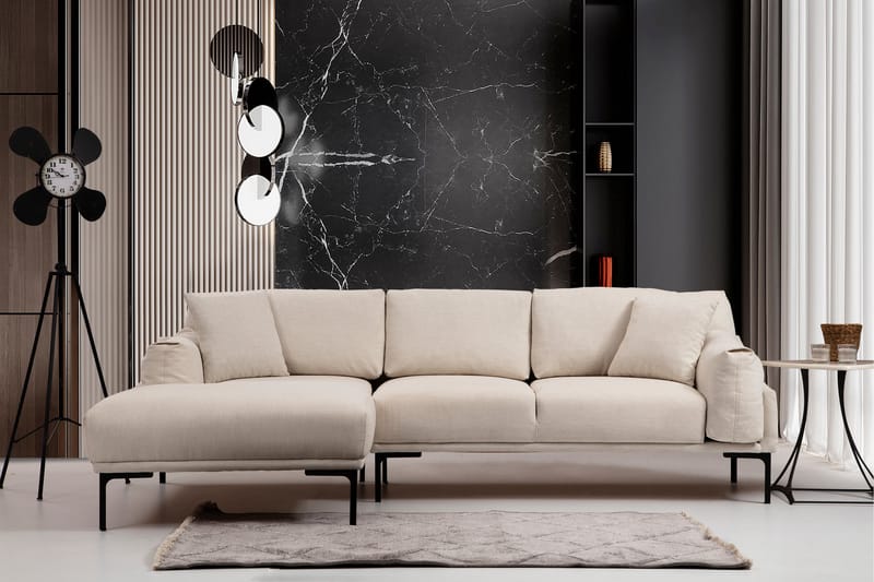Glenure Sofa m. Divan 4-seters - Krem - Møbler - Sofaer - Sofa med sjeselong