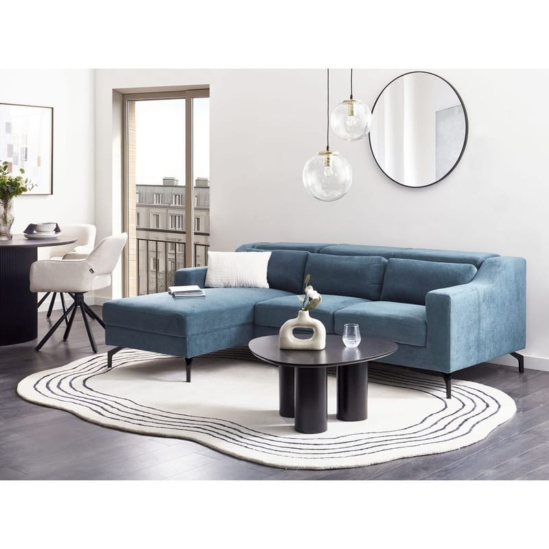 Glosli Venstrevendt Hjørnesofa med Divan og Sjeselong 220 cm i Chenille - Stålblå - Møbler - Sofaer - Sofa med sjeselong