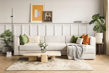 Hagblom 4-seters Divansofa med Oppbevaring Vendbar - Beige - Møbler - Sofaer - Sofa med sjeselong