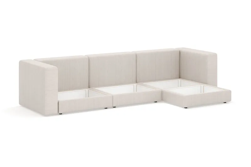 Hagblom 4-seters Divansofa med Oppbevaring Vendbar - Beige - Møbler - Sofaer - Sofa med sjeselong
