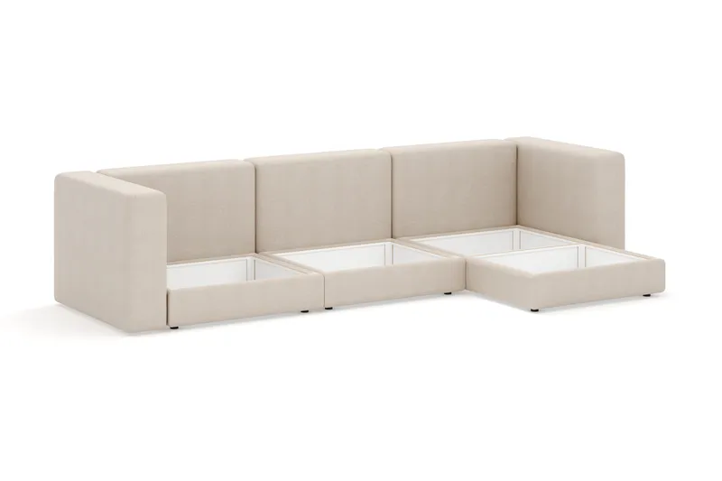 Hagblom 4-seters Divansofa med Oppbevaring Vendbar - Beige - Møbler - Sofaer - Sofa med sjeselong