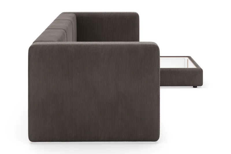 Hagblom 4-seters Divansofa med Oppbevaring Vendbar - Brun - Møbler - Sofaer - Sofa med sjeselong