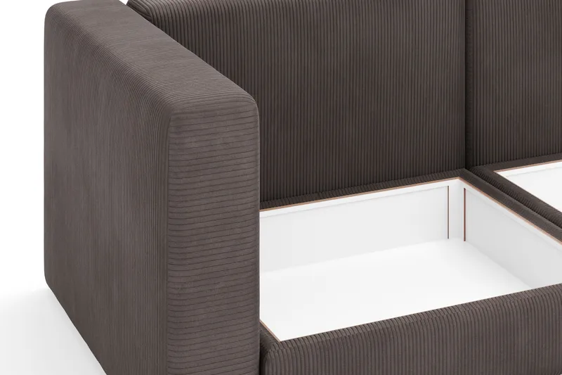 Hagblom 4-seters Divansofa med Oppbevaring Vendbar - Brun - Møbler - Sofaer - Sofa med sjeselong