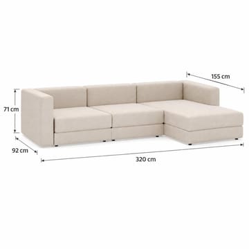 Hagblom 4-seters Vendbar Divansofa 320 cm med Oppbevaring i Chenille - Beige - Møbler - Sofaer - Sofa med sjeselong