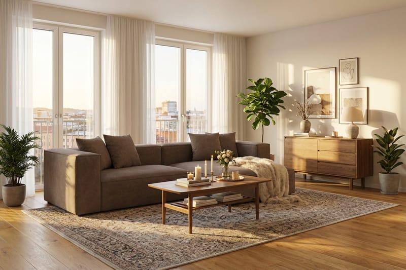 Havana 3-seters Sofa med Vendbar Sjeselong - Brun - Møbler - Sofaer - Sofa med sjeselong