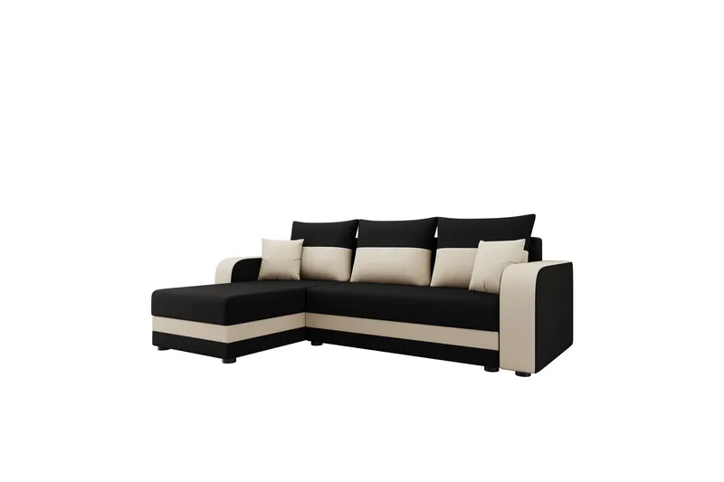 Hewlet Sofa med Divan 3-seter, Svart/Beige