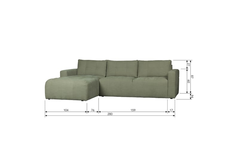 Hippylur 3-Seters Sofa Venstre - Grønn - Møbler - Sofaer - Sofa med sjeselong