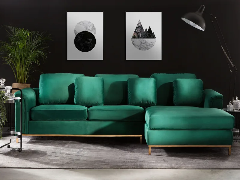 Hjørnesofa 4-seter Oslo venstrevendt - Mørkegrønn - Møbler - Sofaer - Sofa med sjeselong
