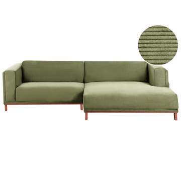 Hjørnesofa 4-seter Veng - Lysebrun, grønn - Møbler - Sofaer - Sofa med sjeselong