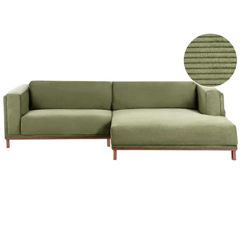 Hjørnesofa 4-seter Veng, Lysebrun, grønn