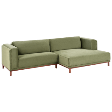 Hjørnesofa 4-seter Veng - Lysebrun, grønn - Møbler - Sofaer - Sofa med sjeselong