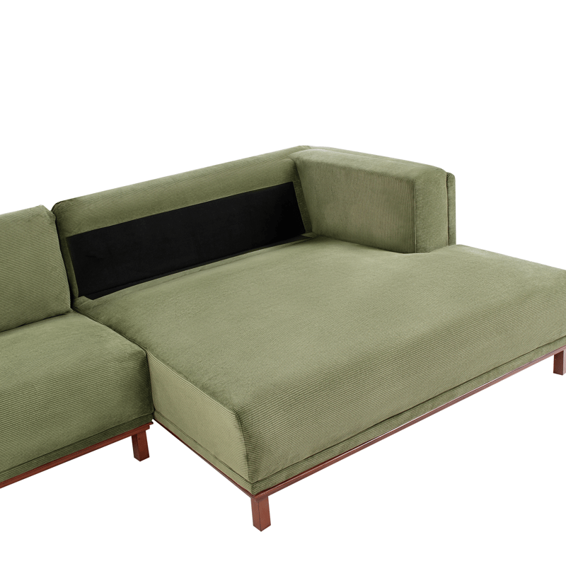 Hjørnesofa 4-seter Veng - Lysebrun, grønn - Møbler - Sofaer - Sofa med sjeselong