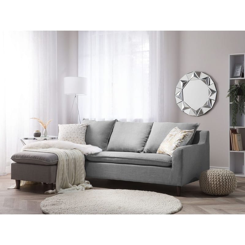 Hjørnesofa Elvenes - Grå, mørkt tre/Høyrevendt - Møbler - Sofaer - Hjørnesofa