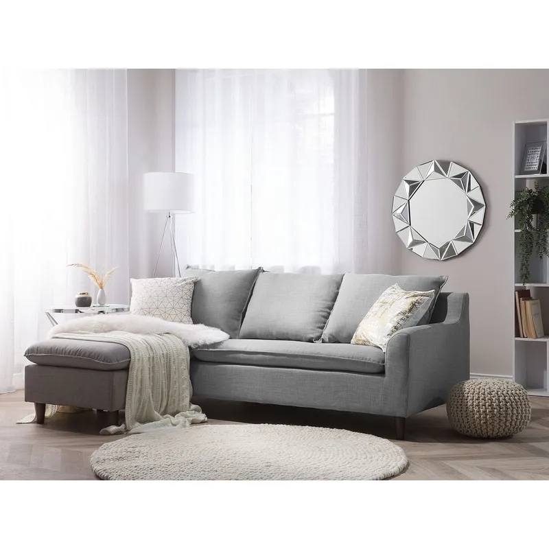 Hjørnesofa Elvenes - Grå, mørkt tre/Høyrevendt - Møbler - Sofaer - Hjørnesofa - Hjørnesofa med divan