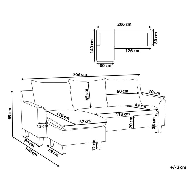 Hjørnesofa Elvenes - Grå, mørkt tre/Høyrevendt - Møbler - Sofaer - Hjørnesofa - Hjørnesofa med divan