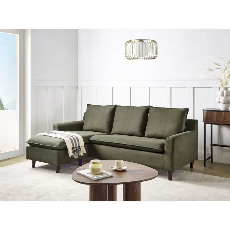 Hjørnesofa Elvenes - Grønn, mørkt tre/Høyrevendt - Møbler - Sofaer - Hjørnesofa - Hjørnesofa med divan