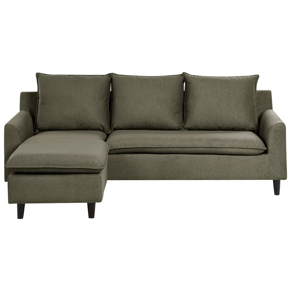 Hjørnesofa Elvenes - Grønn, mørkt tre/Høyrevendt