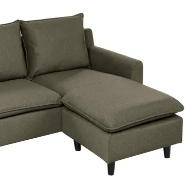 Hjørnesofa Elvenes - Grønn, mørkt tre/Venstrevendt - Møbler - Sofaer - Sofa med sjeselong
