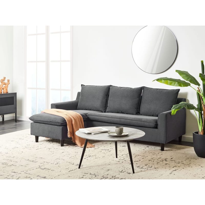 Hjørnesofa Elvenes - Mørk grå, mørkt tre/Høyrevendt - Møbler - Sofaer - Hjørnesofa