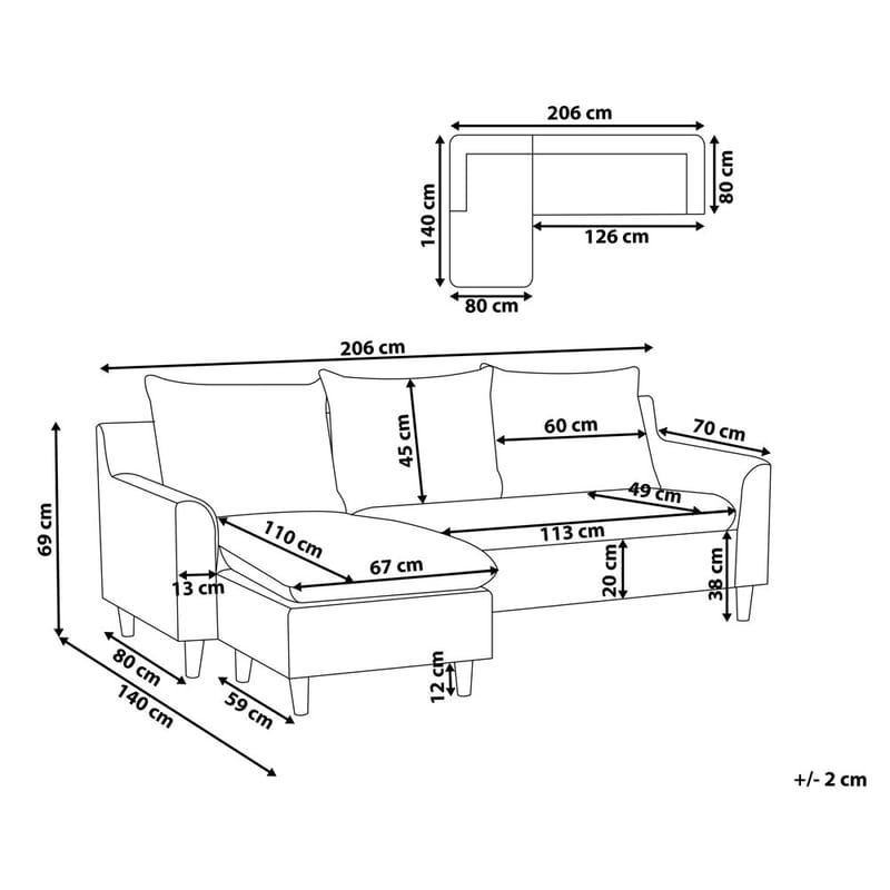 Hjørnesofa Elvenes - Mørk grå, mørkt tre/Høyrevendt - Møbler - Sofaer - Hjørnesofa