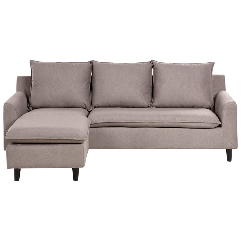 Hjørnesofa Elvenes - Taupe, mørkt tre/Høyrevendt - Møbler - Sofaer - Hjørnesofa - Hjørnesofa med divan