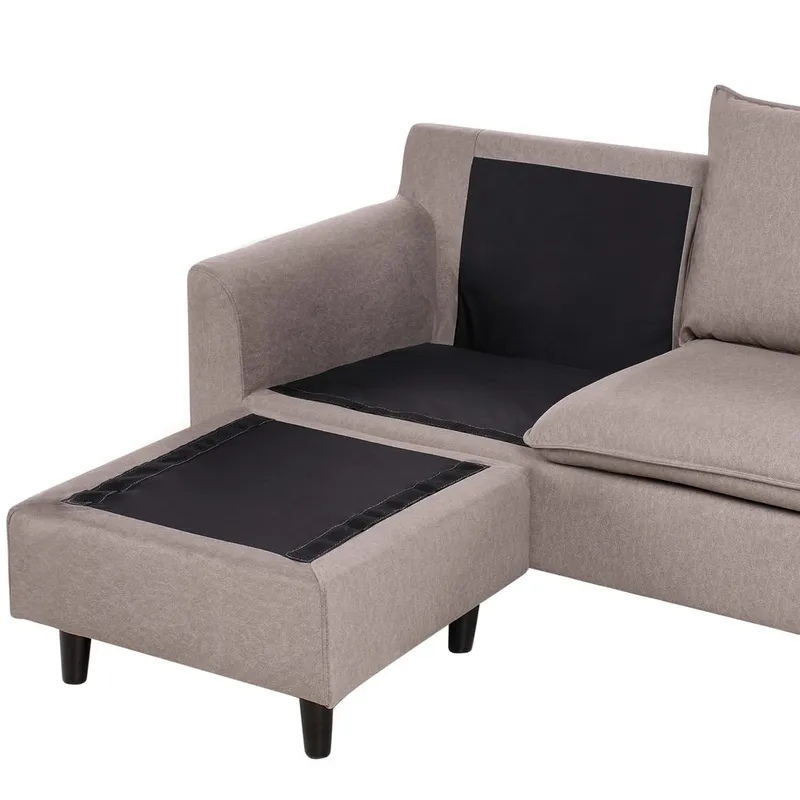 Hjørnesofa Elvenes - Taupe, mørkt tre/Høyrevendt - Møbler - Sofaer - Hjørnesofa - Hjørnesofa med divan