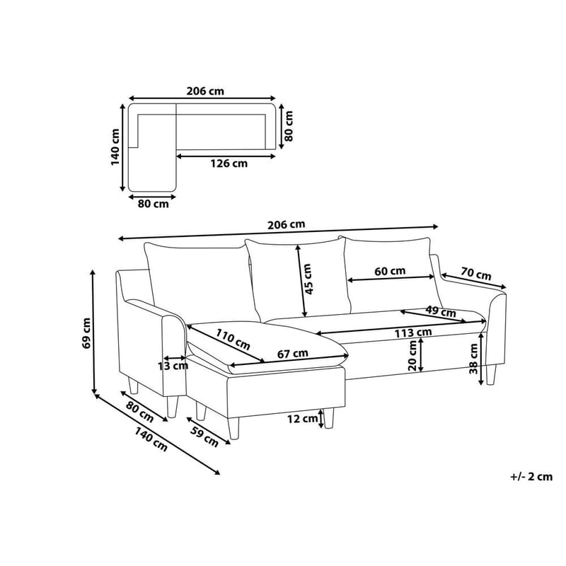 Hjørnesofa Elvenes - Taupe, mørkt tre/Høyrevendt - Møbler - Sofaer - Hjørnesofa - Hjørnesofa med divan