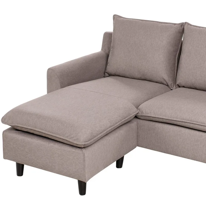 Hjørnesofa Elvenes - Taupe, mørkt tre/Høyrevendt - Møbler - Sofaer - Hjørnesofa - Hjørnesofa med divan