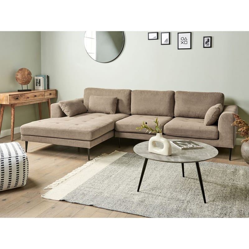 Hjørnesofa Flam - Brun, Svart/Høyrevendt/Polyester - Møbler - Sofaer - Hjørnesofa