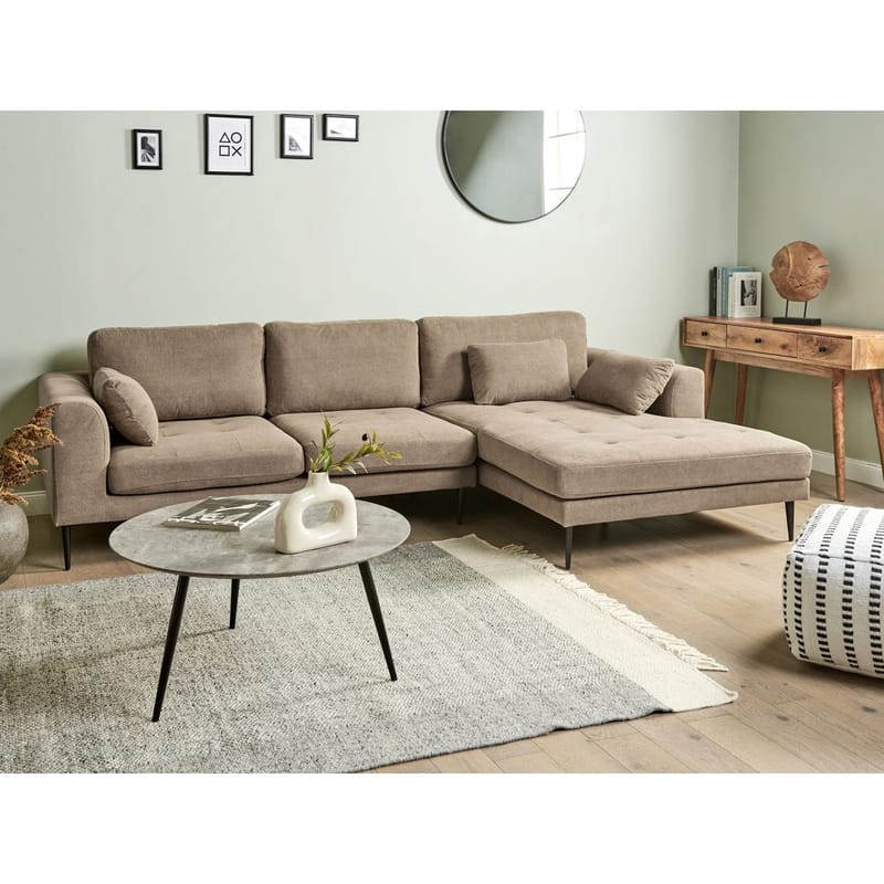Hjørnesofa Flam - Brun, Svart/Polyester - Møbler - Sofaer - Hjørnesofa