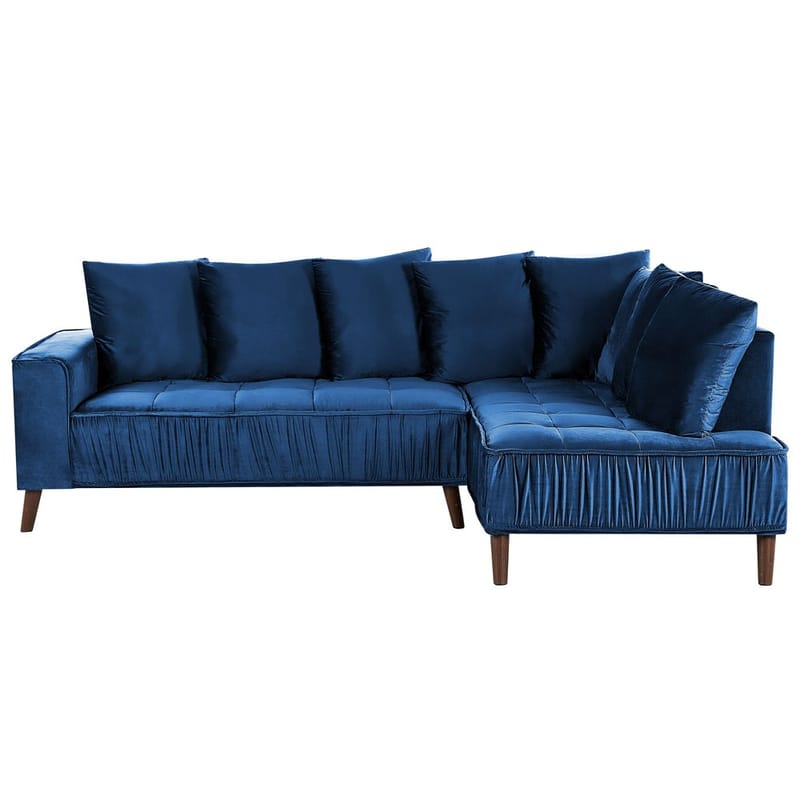Hjørnesofa Grena, Blå, Mørkt tre