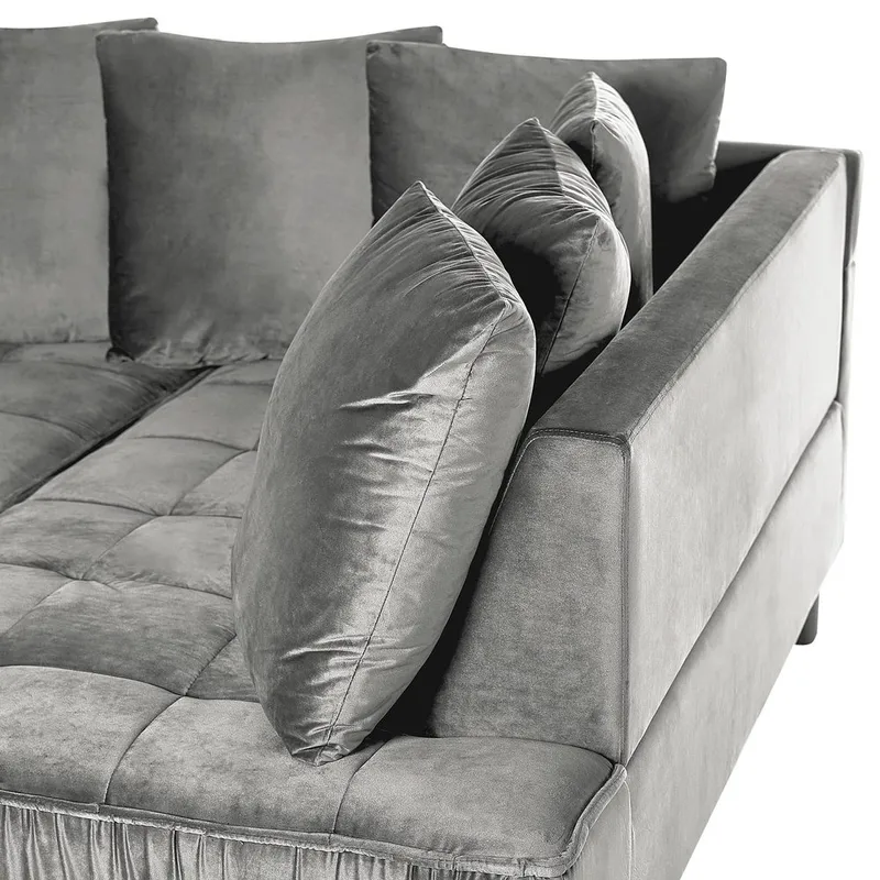 Hjørnesofa Grena - Grå, mørkt tre - Møbler - Sofaer - Hjørnesofa