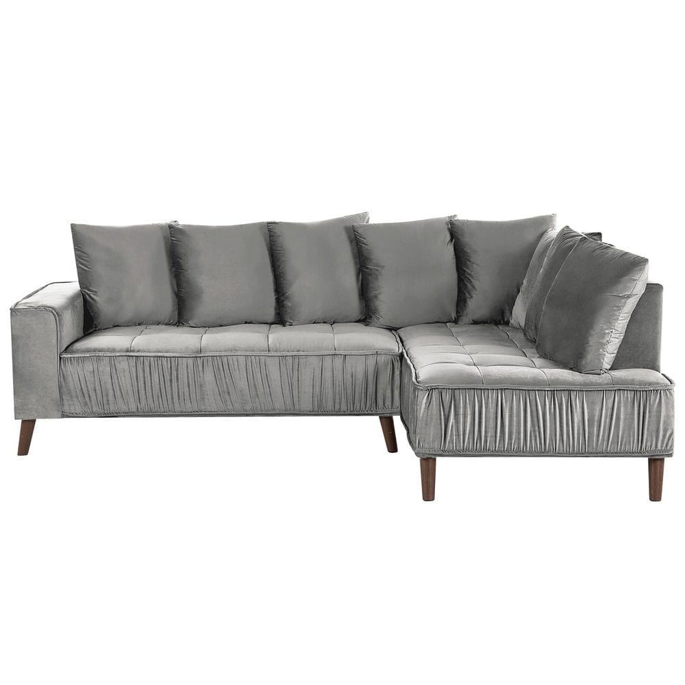 Hjørnesofa Grena - Grå, mørkt tre