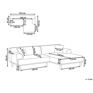 Hjørnesofa Holt - Grå, brun/Polyester - Møbler - Sofaer - Sofa med sjeselong