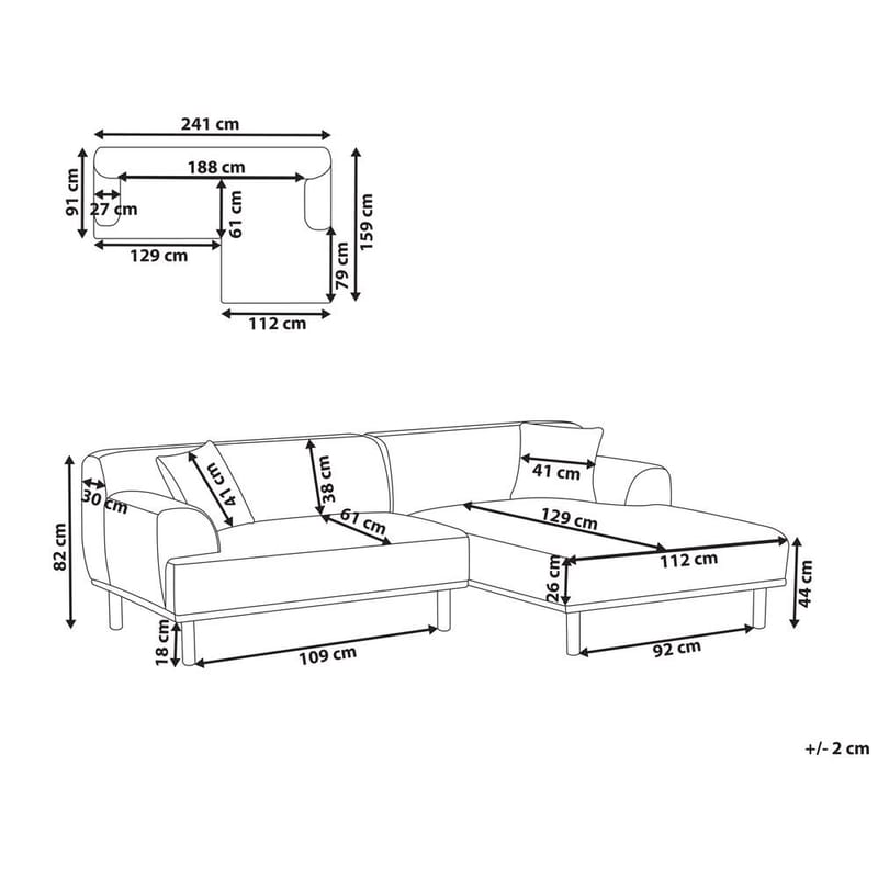 Hjørnesofa Holt - Grå, brun/Polyester - Møbler - Sofaer - Hjørnesofa - Hjørnesofa med divan