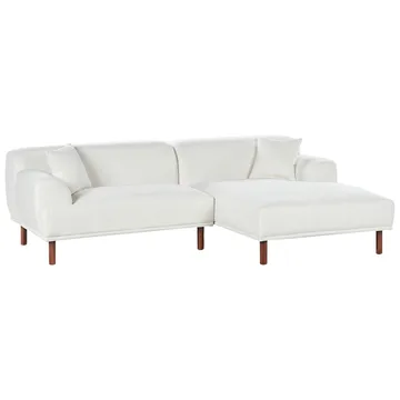 Hjørnesofa Holt - Hvit, brun/Bouclé - Møbler - Sofaer - Sofa med sjeselong