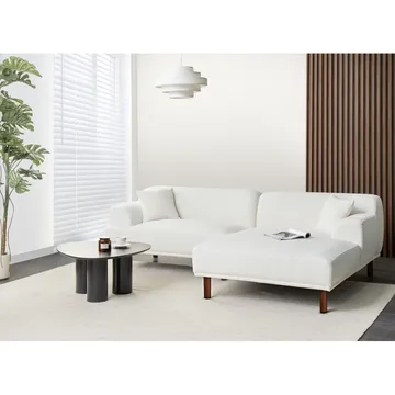 Hjørnesofa Holt - Hvit, brun/Bouclé - Møbler - Sofaer - Sofa med sjeselong