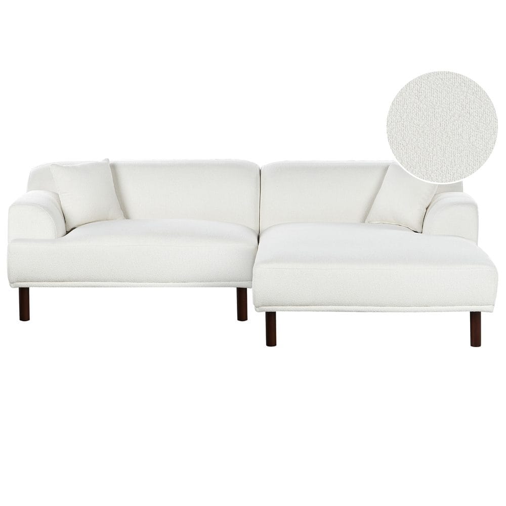 Hjørnesofa Holt - Hvit, brun/Bouclé