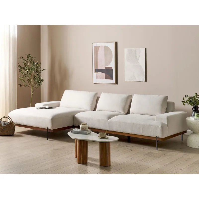 Hjørnesofa Mariferd - Beige, svart, mørkt tre/høyrevendt - Møbler - Sofaer - Hjørnesofa - Hjørnesofa med divan