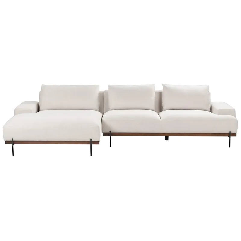 Hjørnesofa Mariferd - Beige, svart, mørkt tre/høyrevendt - Møbler - Sofaer - Hjørnesofa
