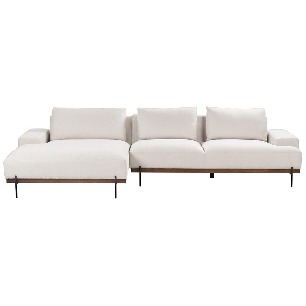 Hjørnesofa Mariferd - Beige, svart, mørkt tre/høyrevendt