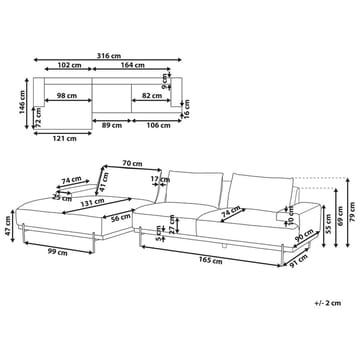 Hjørnesofa Mariferd - Beige, svart, mørkt tre/høyrevendt - Møbler - Sofaer - Sofa med sjeselong
