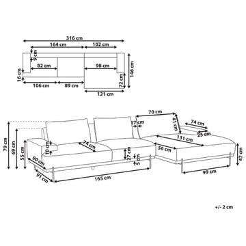 Hjørnesofa Mariferd - Beige, svart, mørkt tre/Venstrevendt - Møbler - Sofaer - Sofa med sjeselong