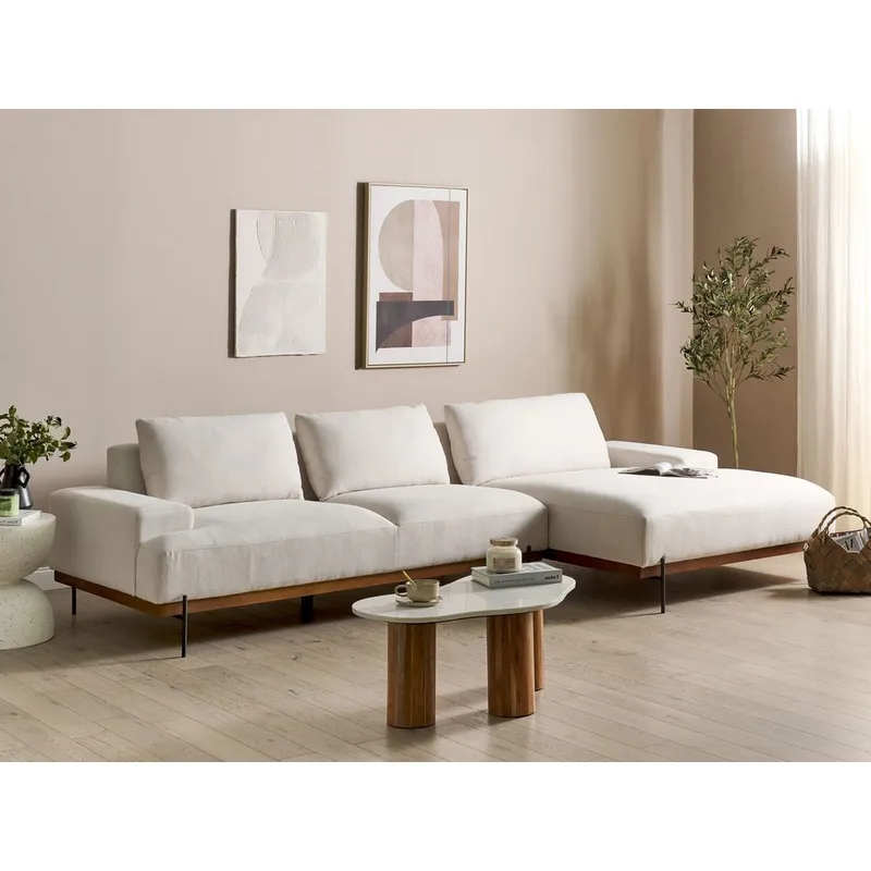 Hjørnesofa Mariferd - Beige, svart, mørkt tre/Venstrevendt - Møbler - Sofaer - Hjørnesofa