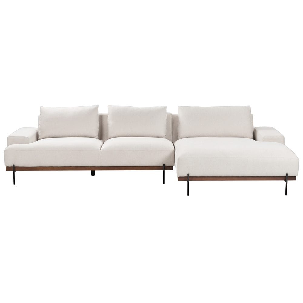 Hjørnesofa Mariferd - Beige, svart, mørkt tre/Venstrevendt