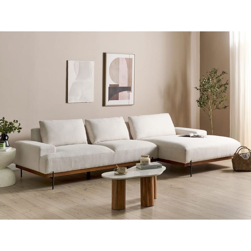 Hjørnesofa Mariferd - Beige, svart, mørkt tre/Venstrevendt - Møbler - Sofaer - Hjørnesofa - Hjørnesofa med divan
