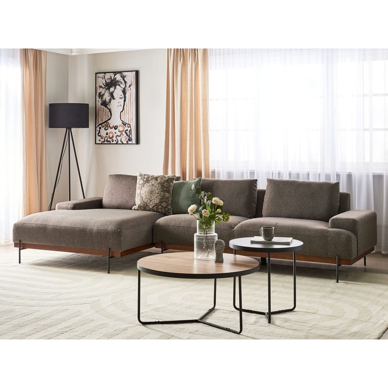 Hjørnesofa Mariferd - Brun, svart, mørkt tre/Høyrevendt - Møbler - Sofaer - Hjørnesofa