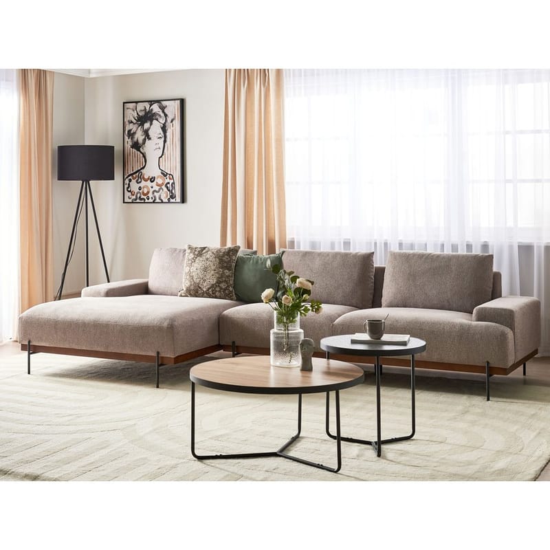 Hjørnesofa Mariferd - Lys brun, svart, mørkt tre/Høyrevendt - Møbler - Sofaer - Hjørnesofa - Hjørnesofa med divan