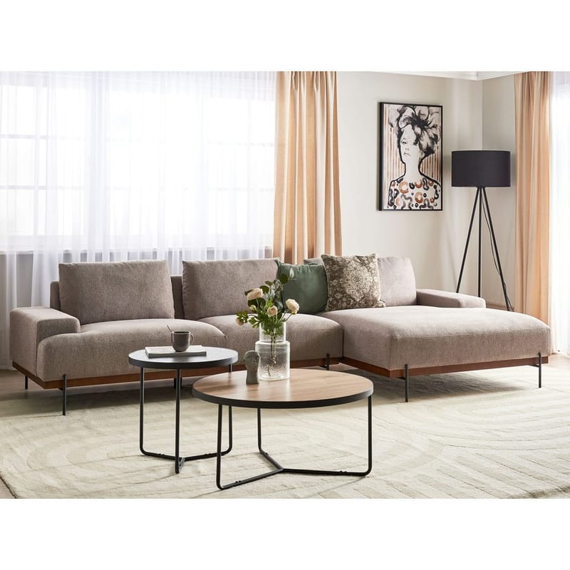 Hjørnesofa Mariferd - Lys brun, svart, mørkt tre/Venstrevendt - Møbler - Sofaer - Hjørnesofa