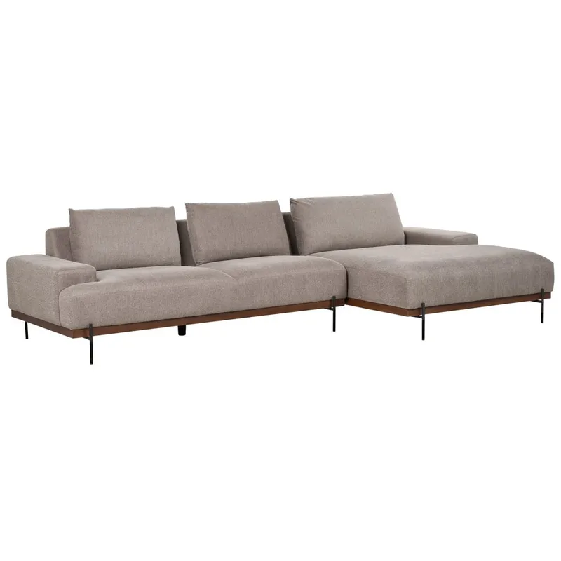Hjørnesofa Mariferd - Lys brun, svart, mørkt tre/Venstrevendt - Møbler - Sofaer - Hjørnesofa - Hjørnesofa med divan